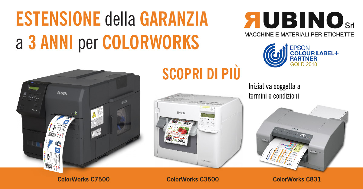 Promo Garanzia 01, Rubino SRL - Macchine e Materiali per Etichette